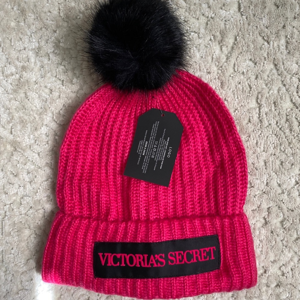 pink victorias secret beanie